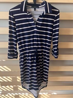 Derek Heart Navy and White Striped Polo Shirt Dress